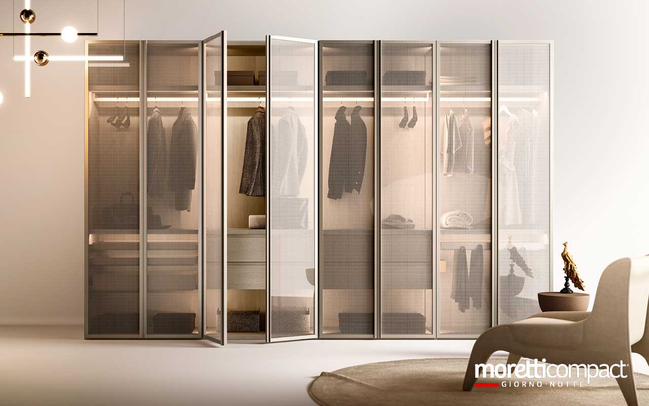 Cabina armadio Antares con ante battenti a vetro