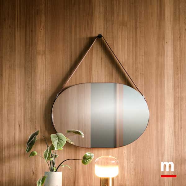 Specchiera ovale con cinghia