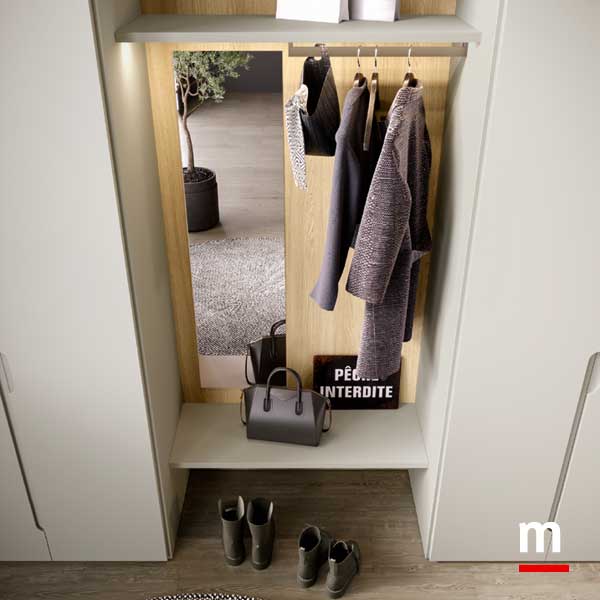 Modulo Utility con specchio e appendiabito