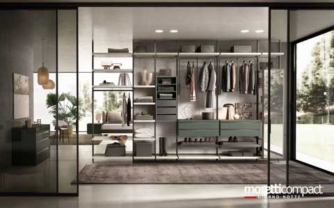 Cabina armadio Virgo lineare con elemento bifacciale