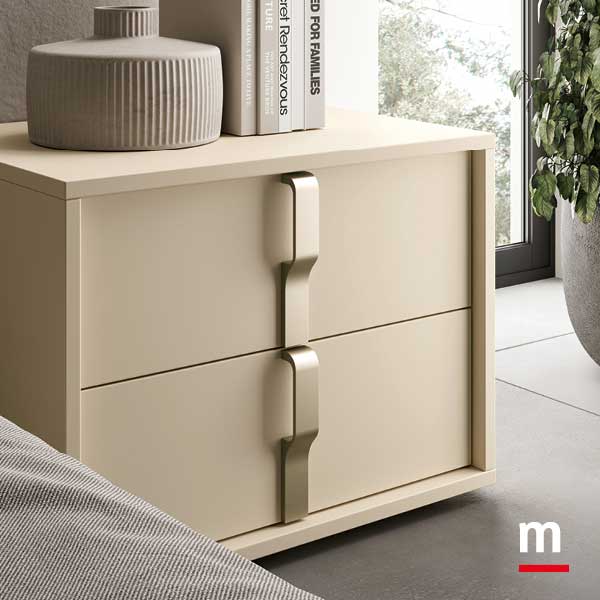 Comodino Gemma con maniglie Champagne