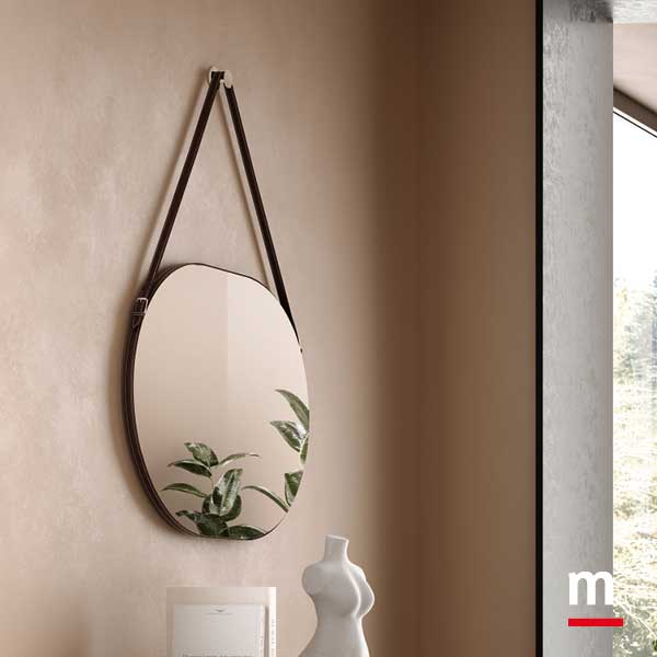 Specchio Ovale con cinghia in ecopelle